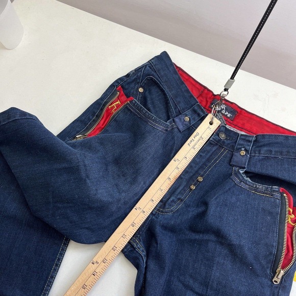 Vintage Y2K Red Ape Baggy Jeans 30x30 Dark Blue Grunge Gothic Cyber Embroidered - Picture 14 of 14